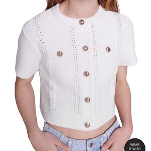 Maje White Short Sleeve Cardigan
